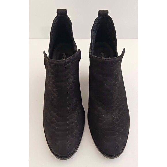 Jeffrey Campbell Rosee Snake Print Blk Suede Stacked Heel Ankle Boot Sz 9.5 - Picture 2 of 9